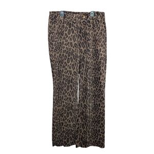 Tribal Animal Leopard Cheetah Print Pants Brown Black Tan Women's 8 Zipper